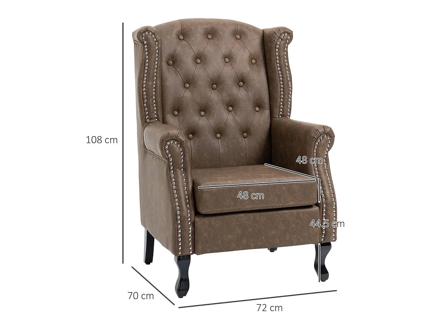 Selato Brown Wingback Accent Chair Chesterfield Tufting with Nailhead Trim