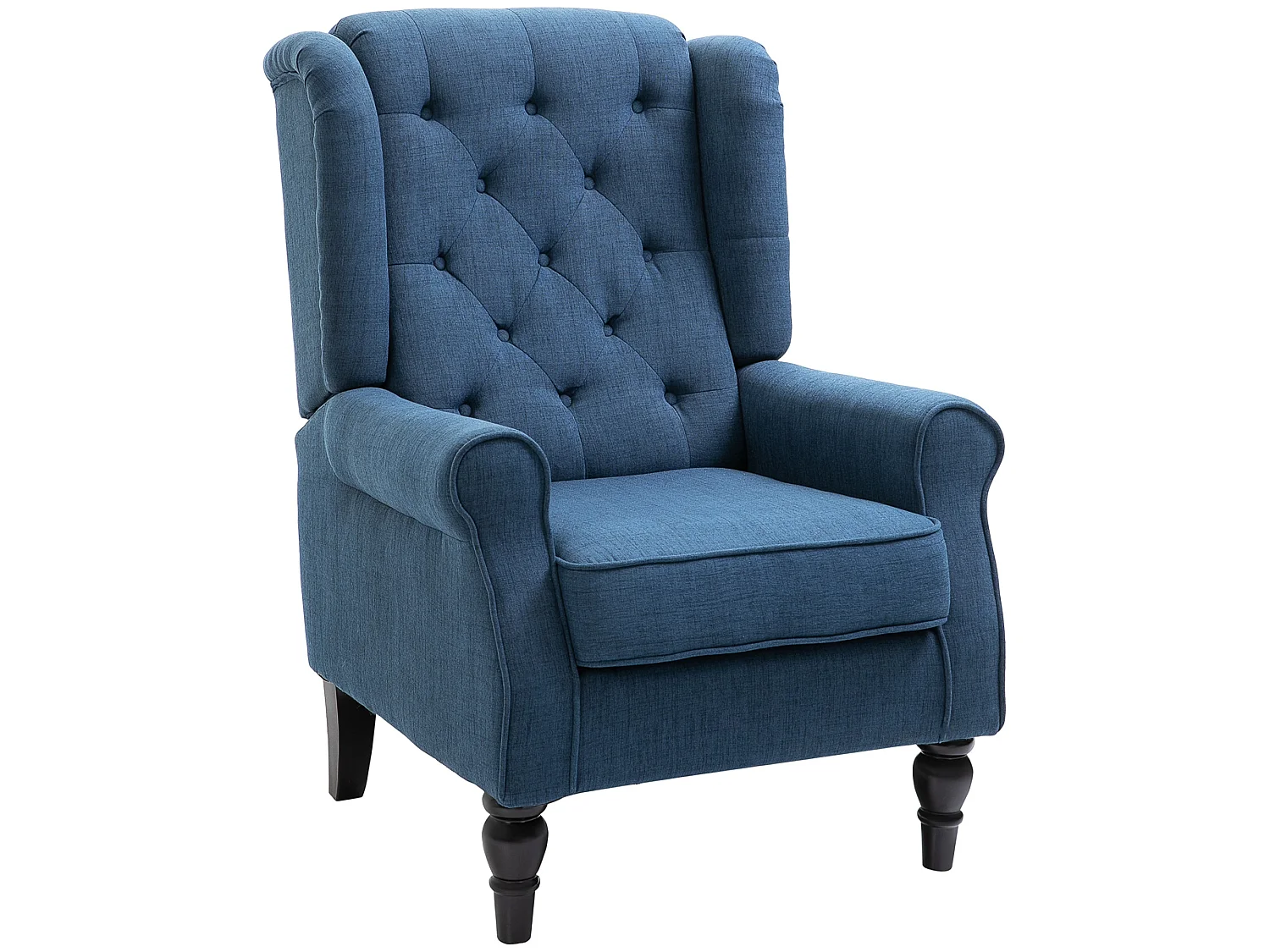 Letofi Blue Wingback Accent Chair Button Tufted Snow Flannel Upholstery
