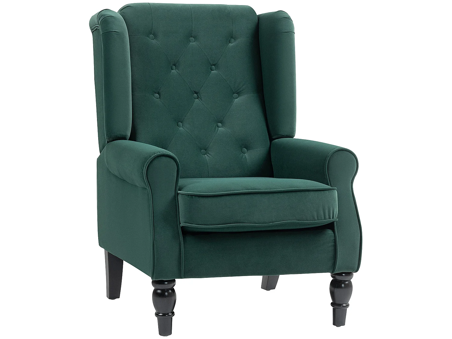 Dona Green Velvet Feel Wingback Accent Chair with Diamond Button Tufting