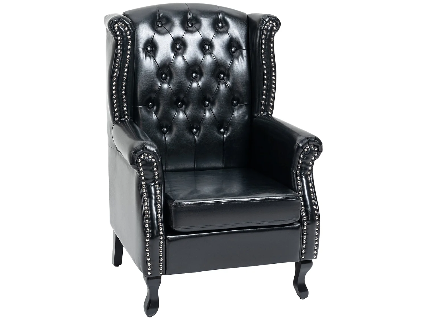 Nana Bafa Black Wingback Accent Chair Chesterfield Tufting Nailhead Trim