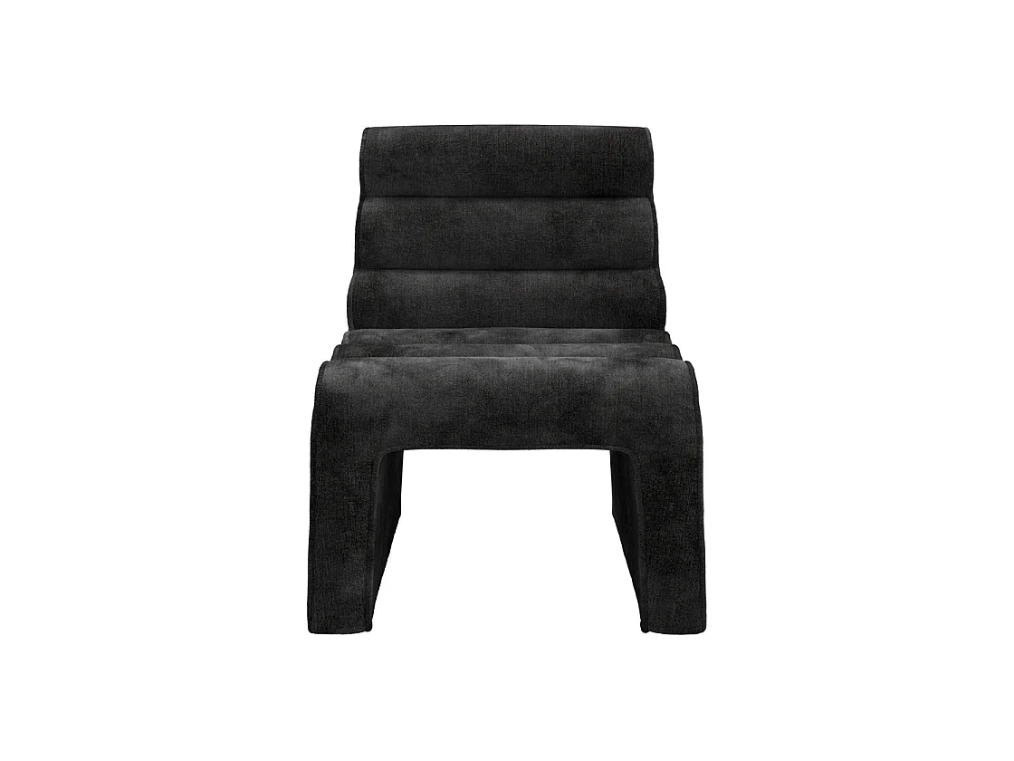 Midleton Retro Black Chenille Ribbed Accent Chair Curved Sculptural Design