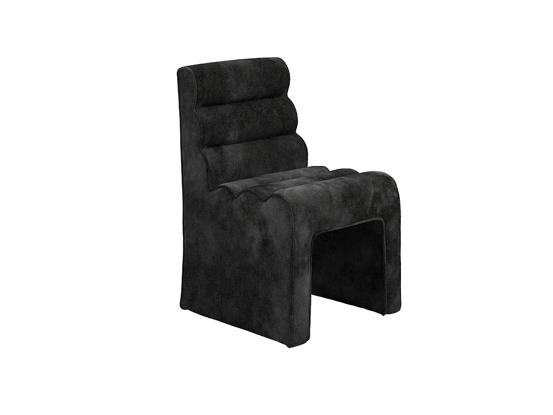 Midleton Retro Black Chenille Ribbed Accent Chair Curved Sculptural Design