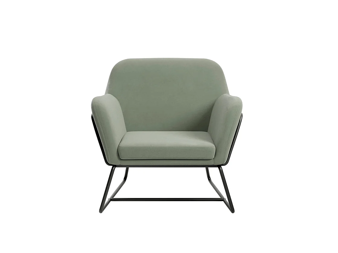 Marseille Sage Green Velvet Armchair Matt Black Metal Legs