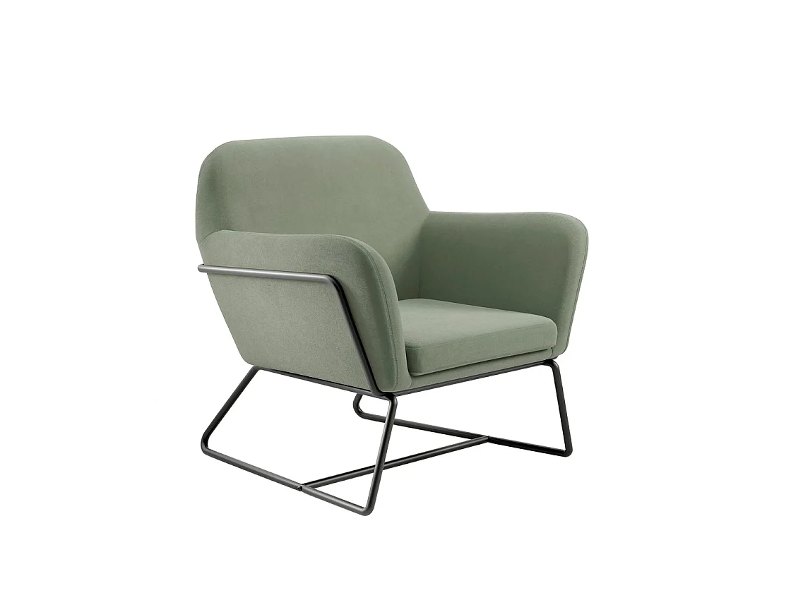 Marseille Sage Green Velvet Armchair Matt Black Metal Legs
