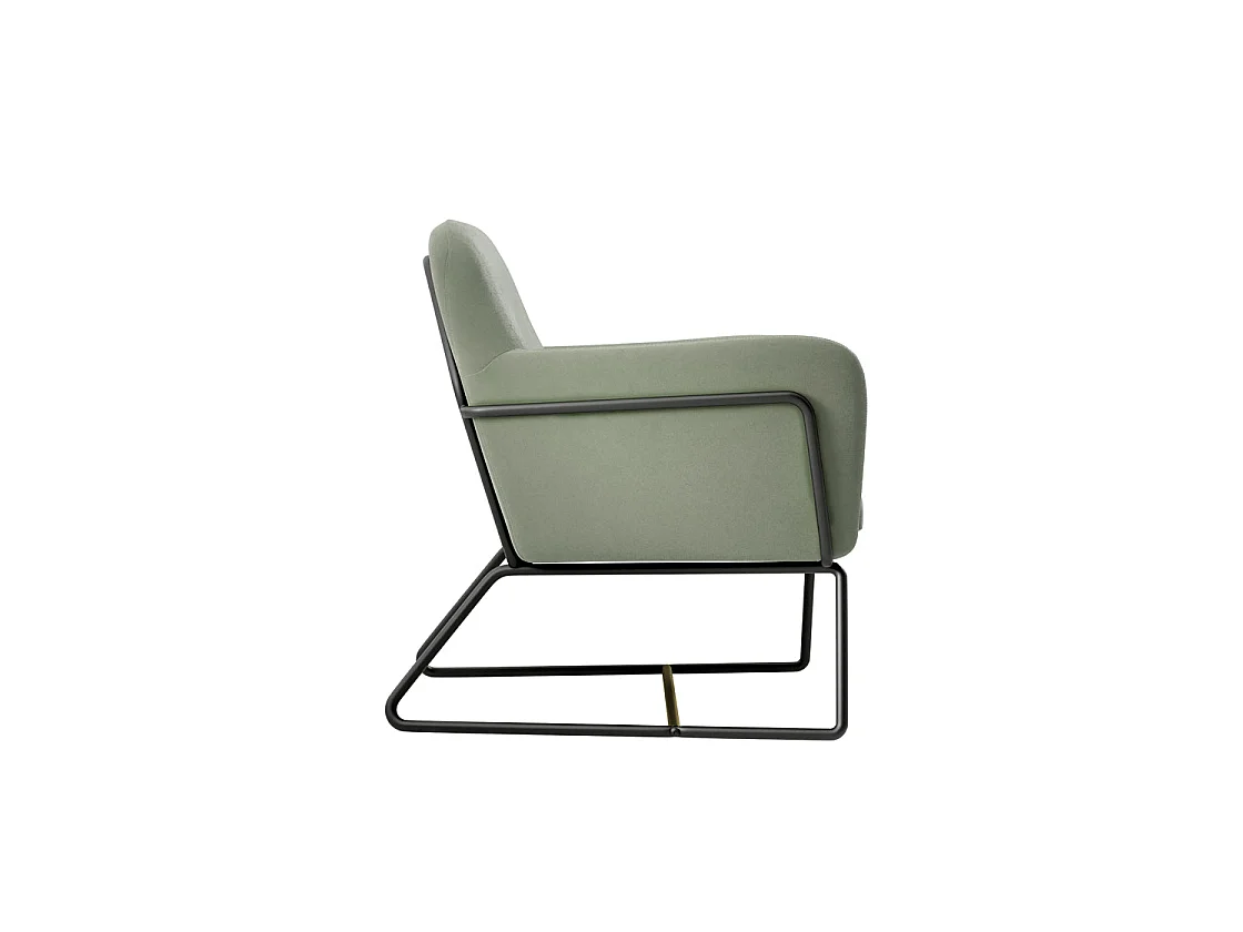 Marseille Sage Green Velvet Armchair Matt Black Metal Legs