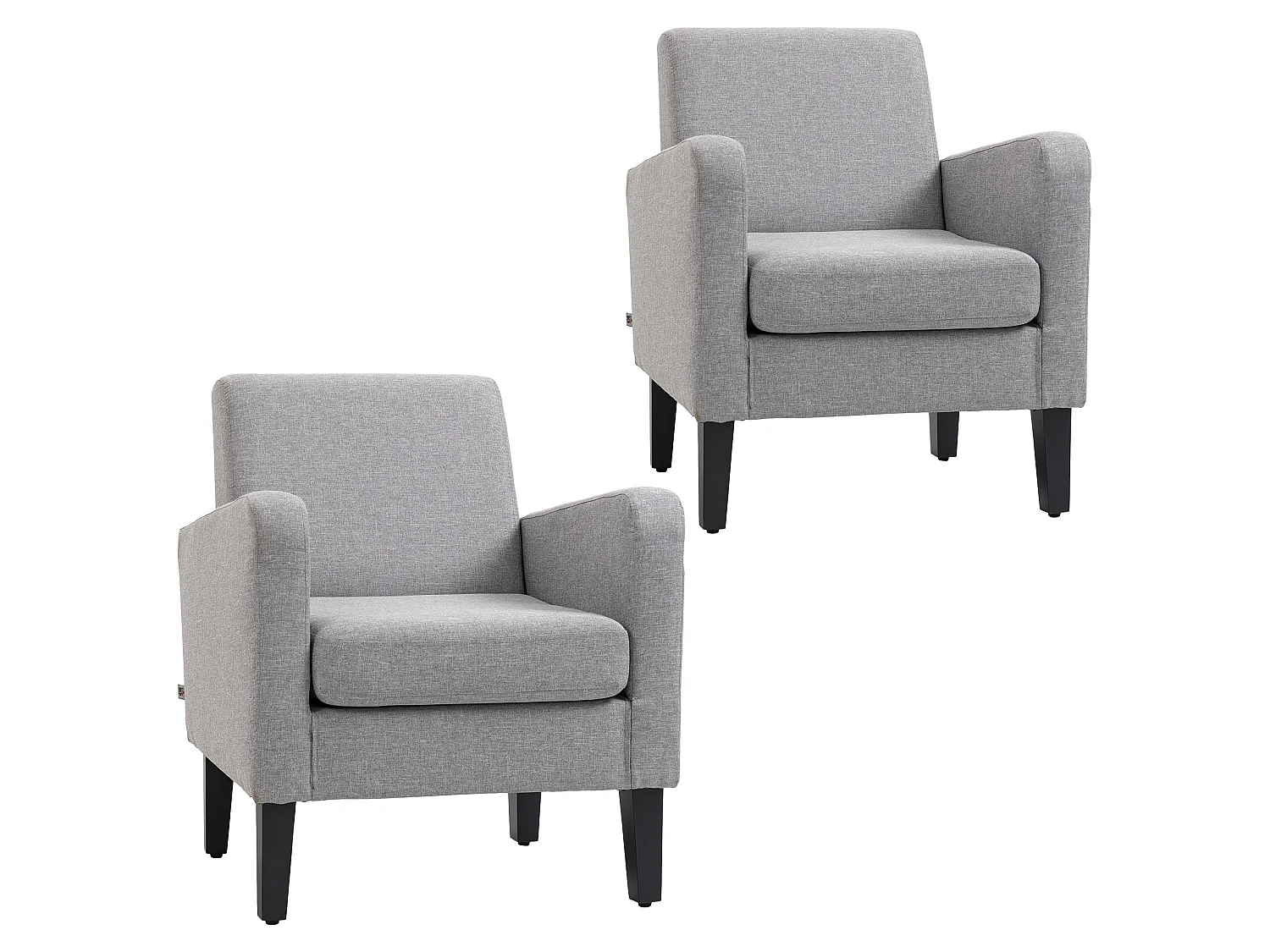 Nimi Set of 2 Light Grey Modern Accent Chairs with Black Legs