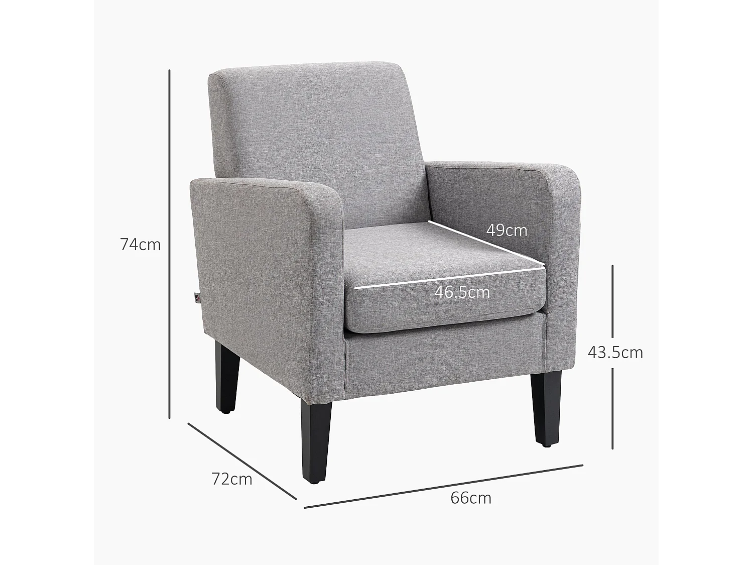Nimi Set of 2 Light Grey Modern Accent Chairs with Black Legs