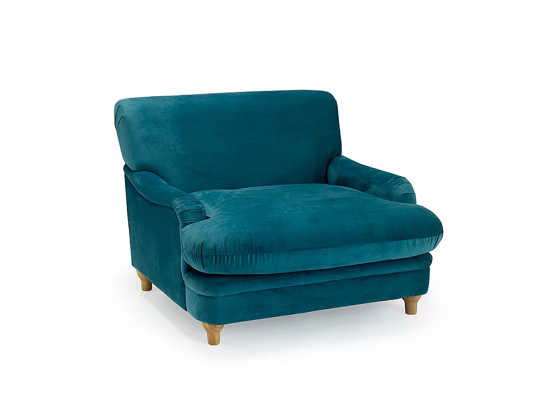 Greystones Peacock Blue Velvet Armchair Club Style