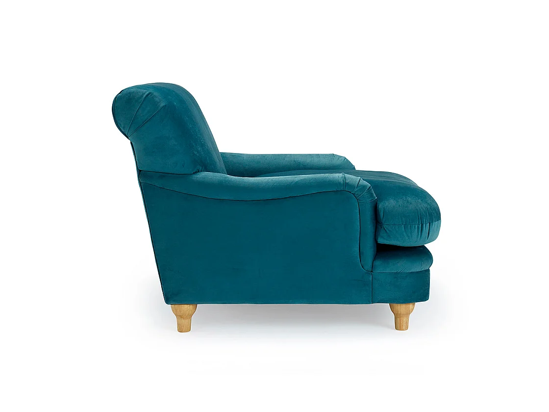Greystones Peacock Blue Velvet Armchair Club Style
