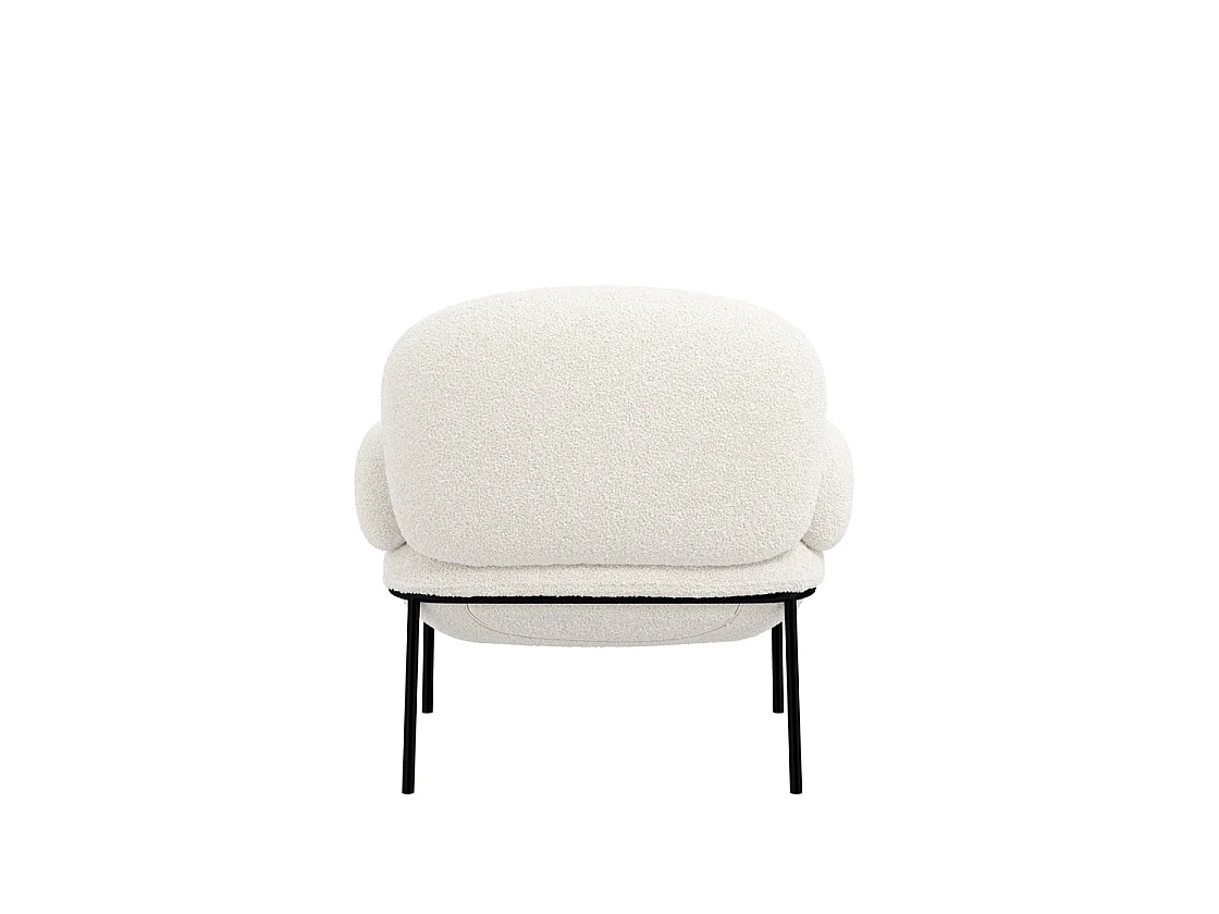Tritta Curved Ivory Sherpa Boucle Accent Chair Matt Black Metal Legs