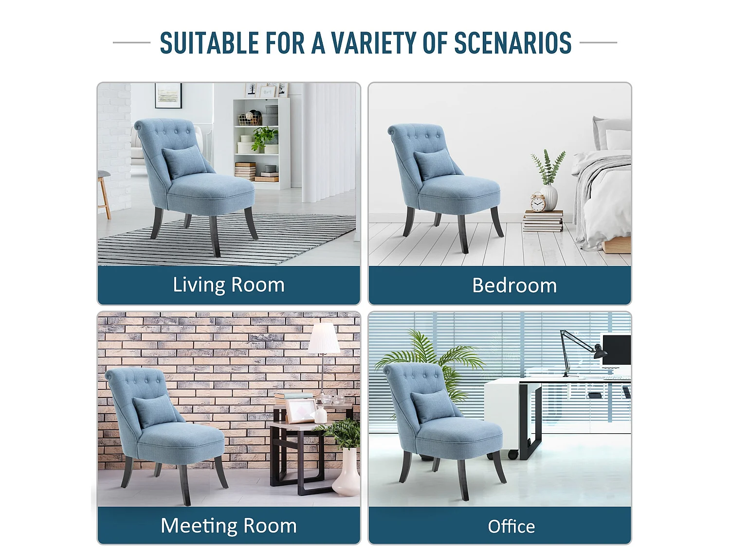 Sese Vera Blue Tub Accent Chair with Pillow and Solid Wood Legs