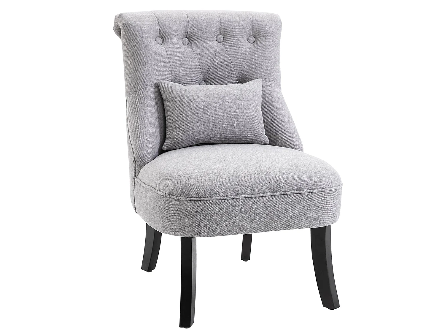 Lifasu Grey Fabric Tub Accent Chair with Pillow and Solid Rubberwood Legs