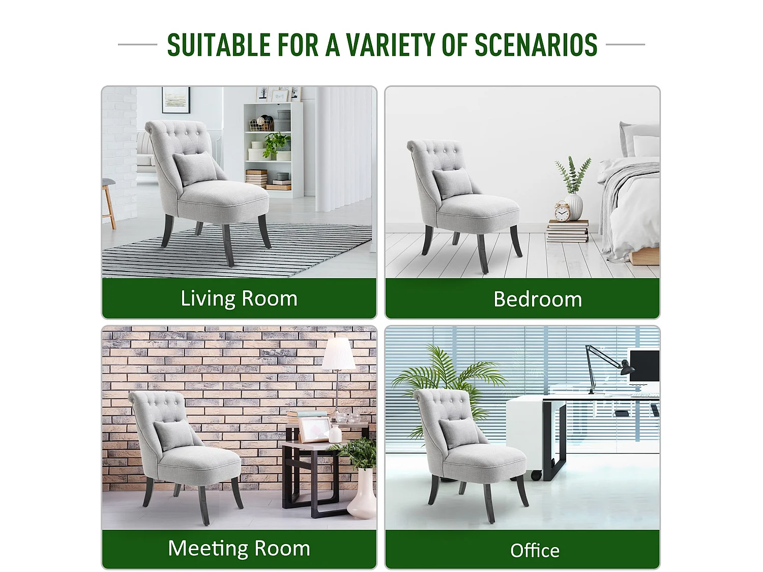 Lifasu Grey Fabric Tub Accent Chair with Pillow and Solid Rubberwood Legs