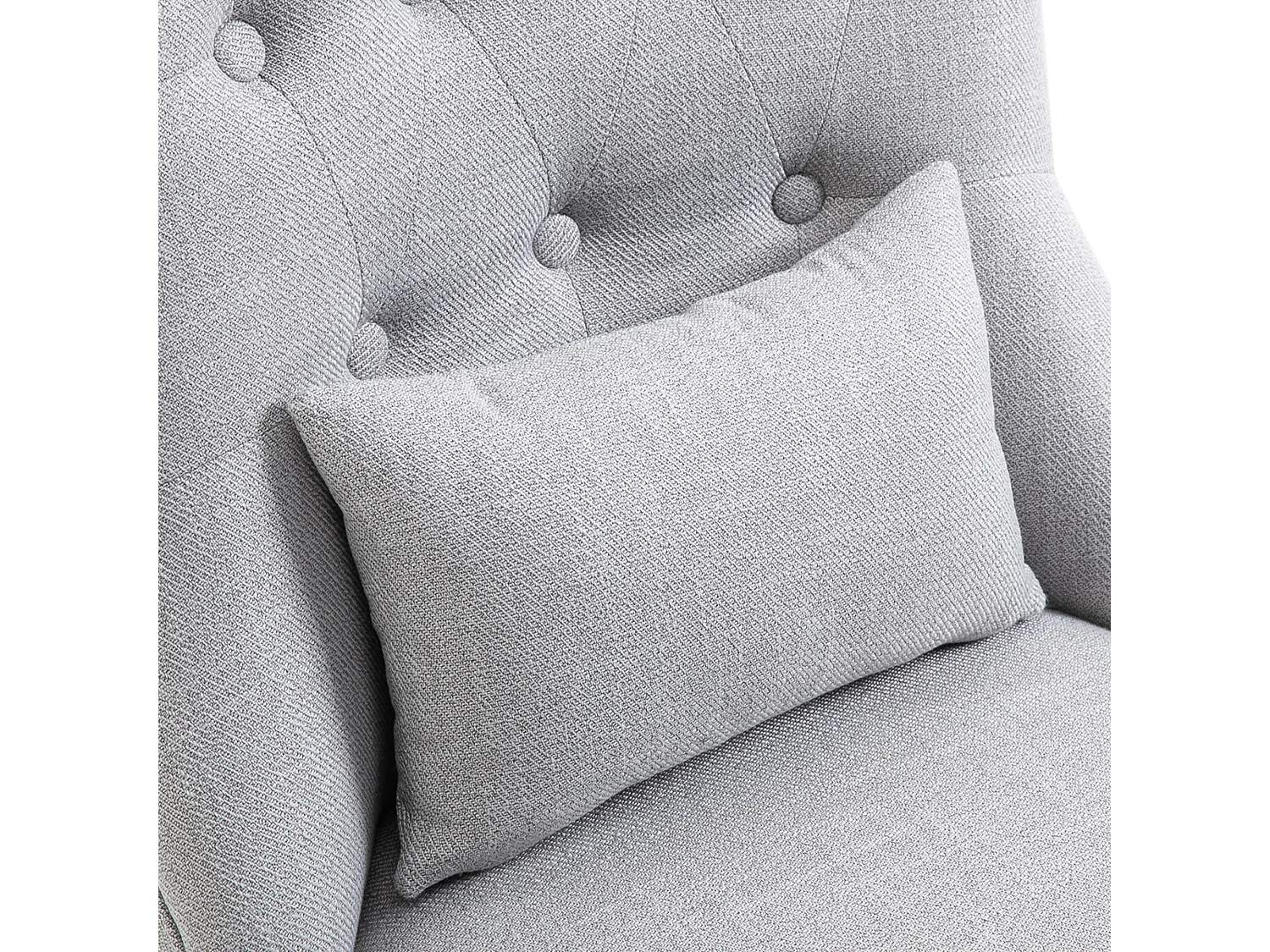 Lifasu Grey Fabric Tub Accent Chair with Pillow and Solid Rubberwood Legs