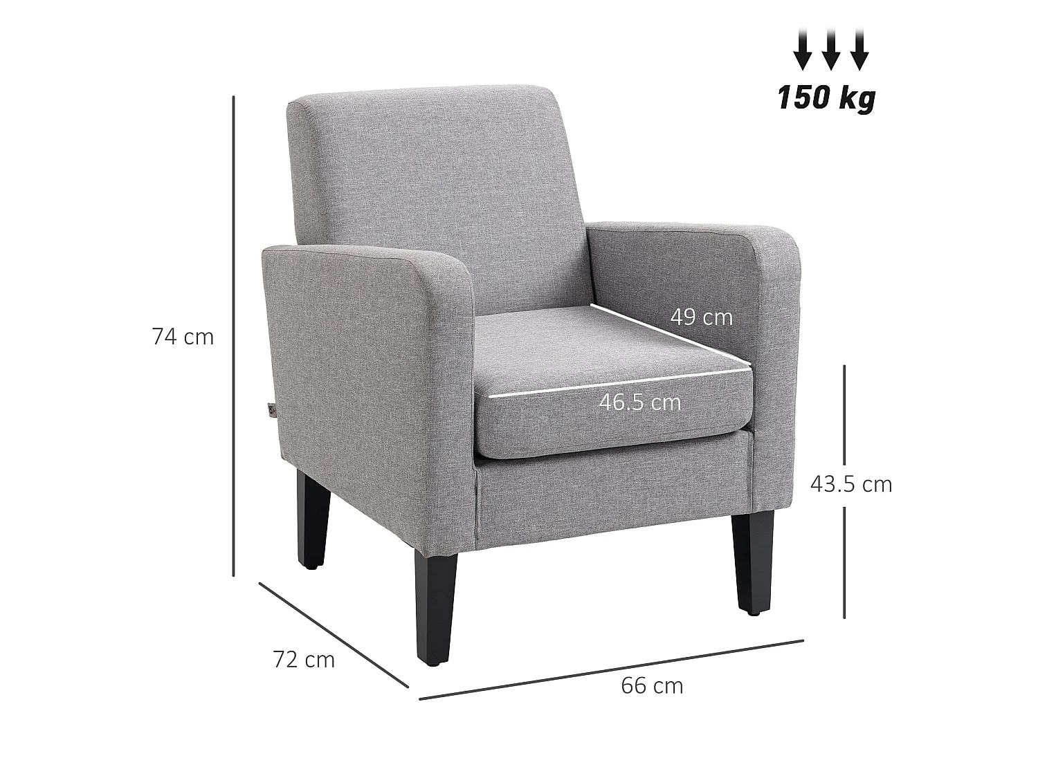 Lurasa Linen Look Light Grey Box Armchair