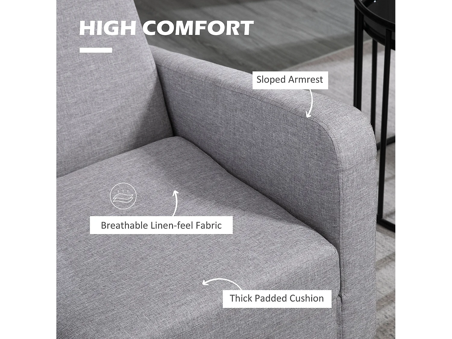 Lurasa Linen Look Light Grey Box Armchair