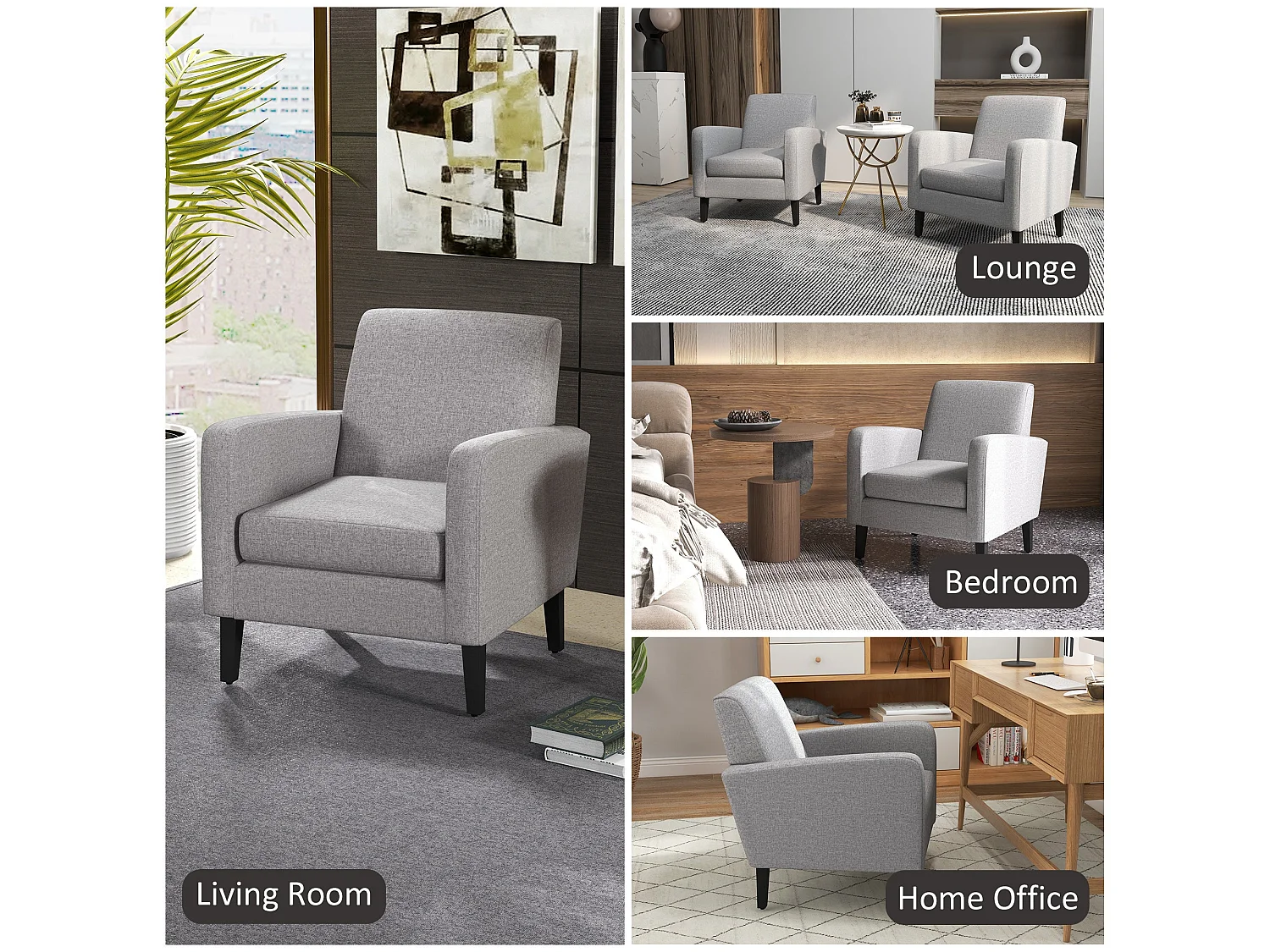 Lurasa Linen Look Light Grey Box Armchair