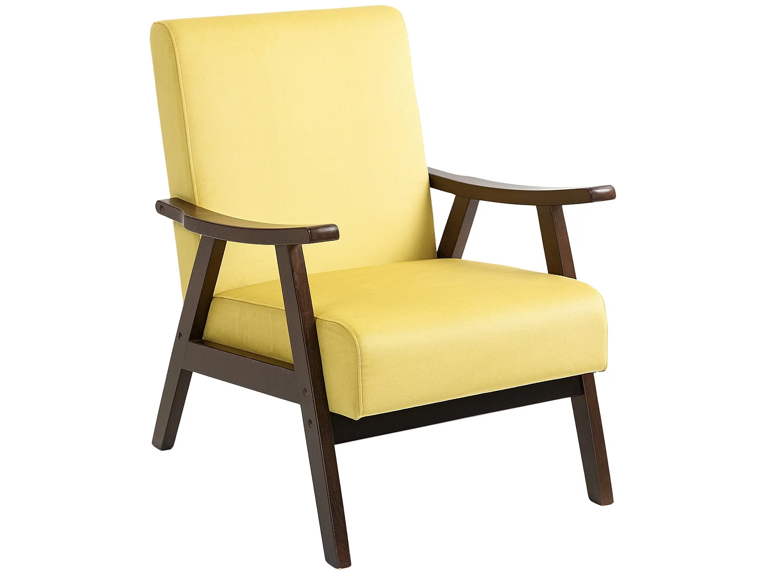 Surano Champagne Velvet Accent Armchair Nordic Design Solid Rubberwood Frame Deep Padded Seat