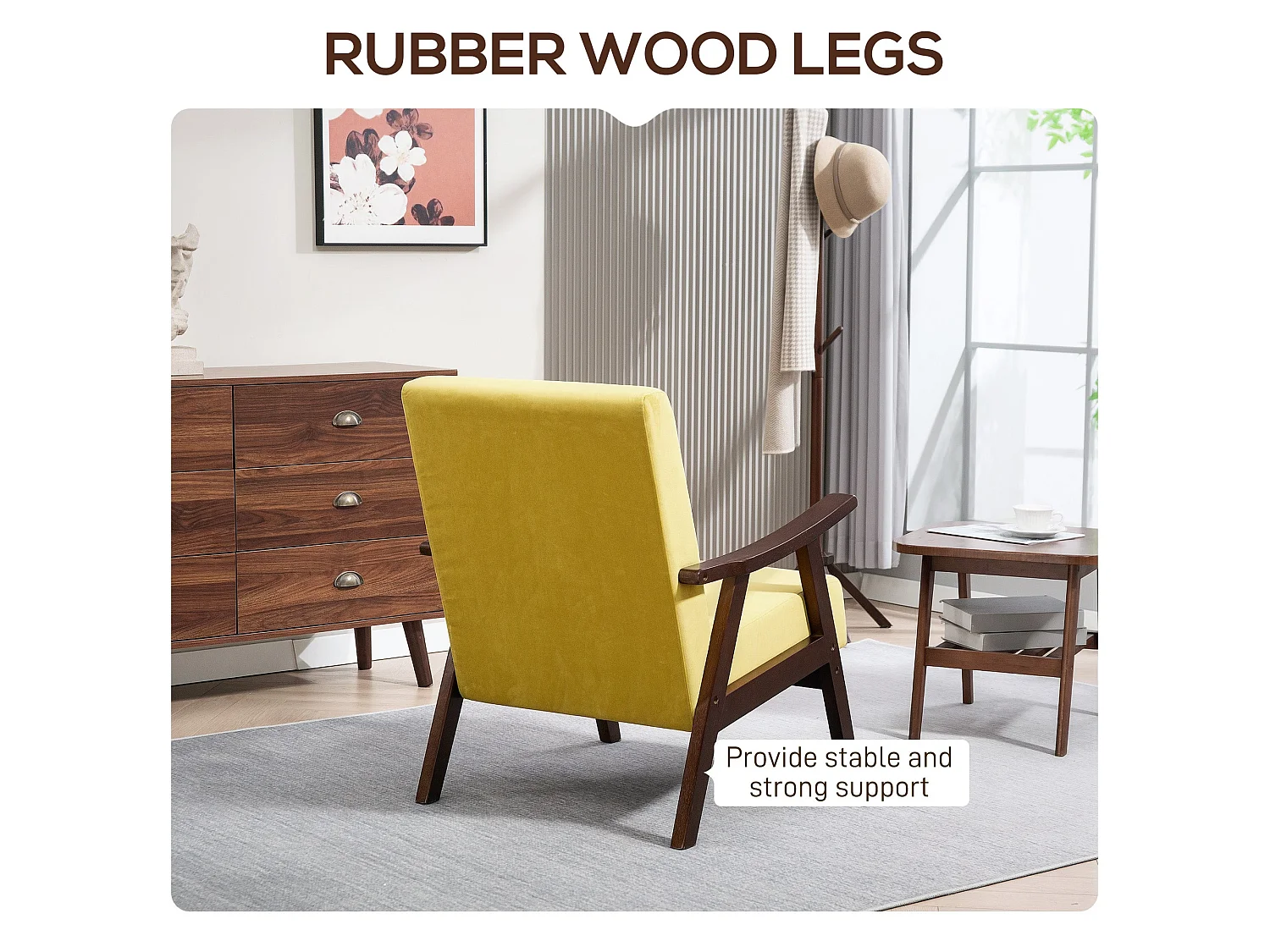Surano Champagne Velvet Accent Armchair Nordic Design Solid Rubberwood Frame Deep Padded Seat