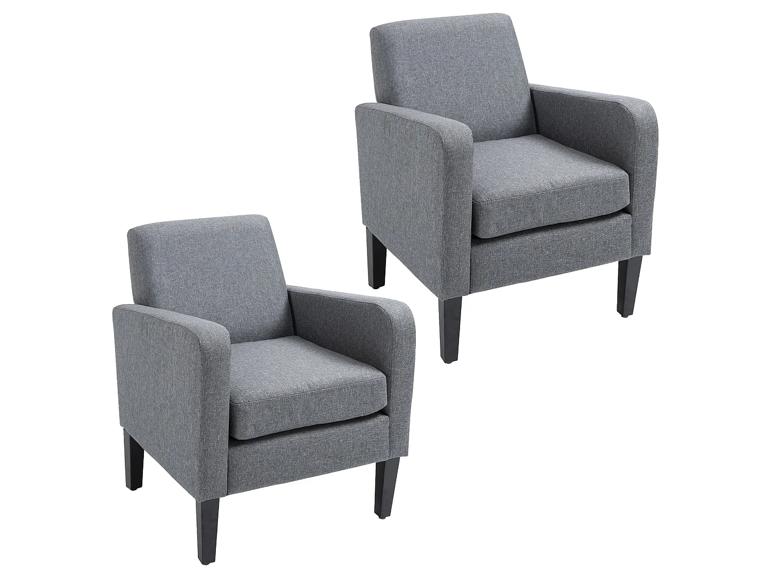 Sesuma Set of 2 Dove Grey Modern Accent Armchairs with Black Legs