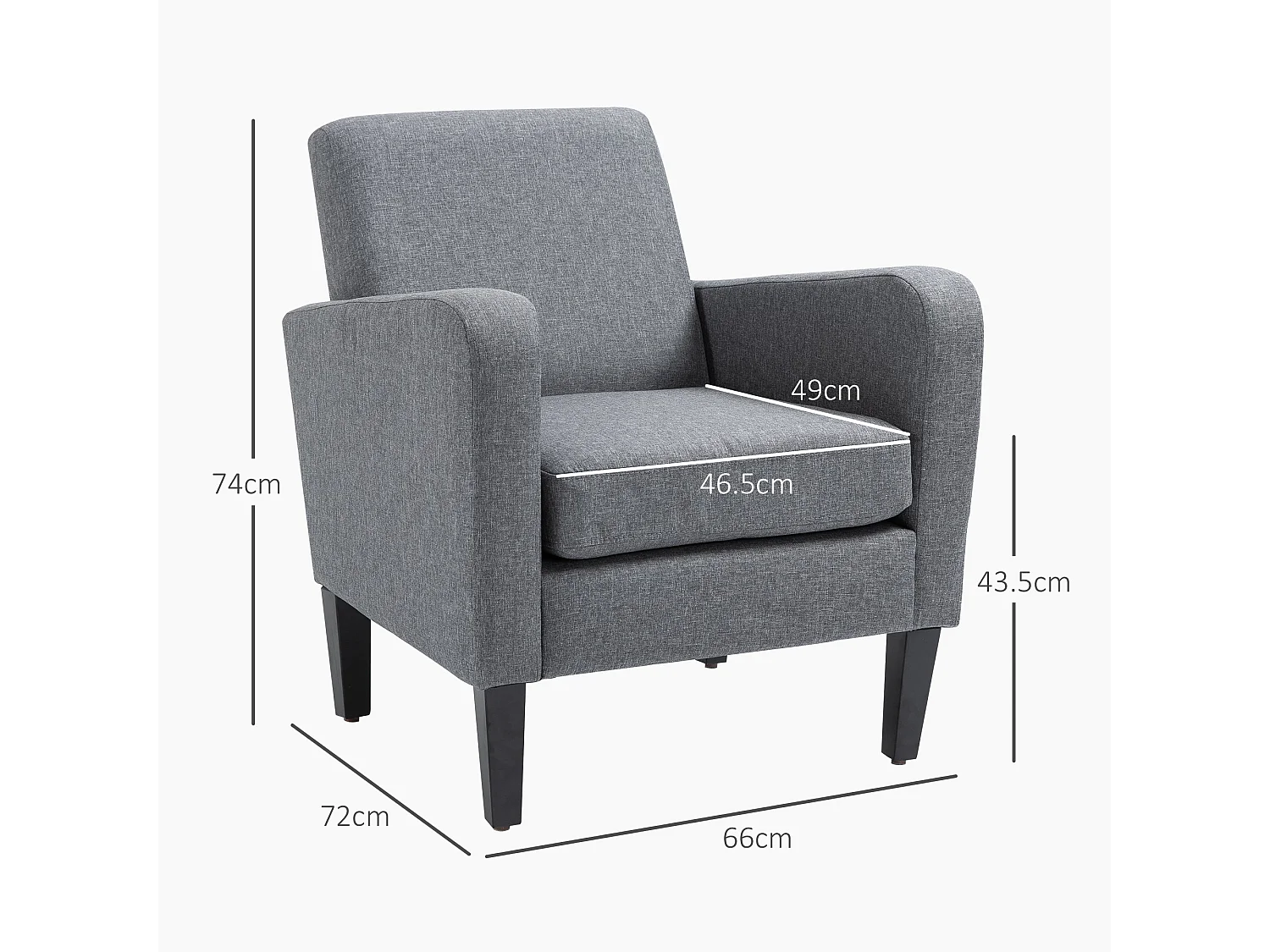 Sesuma Set of 2 Dove Grey Modern Accent Armchairs with Black Legs