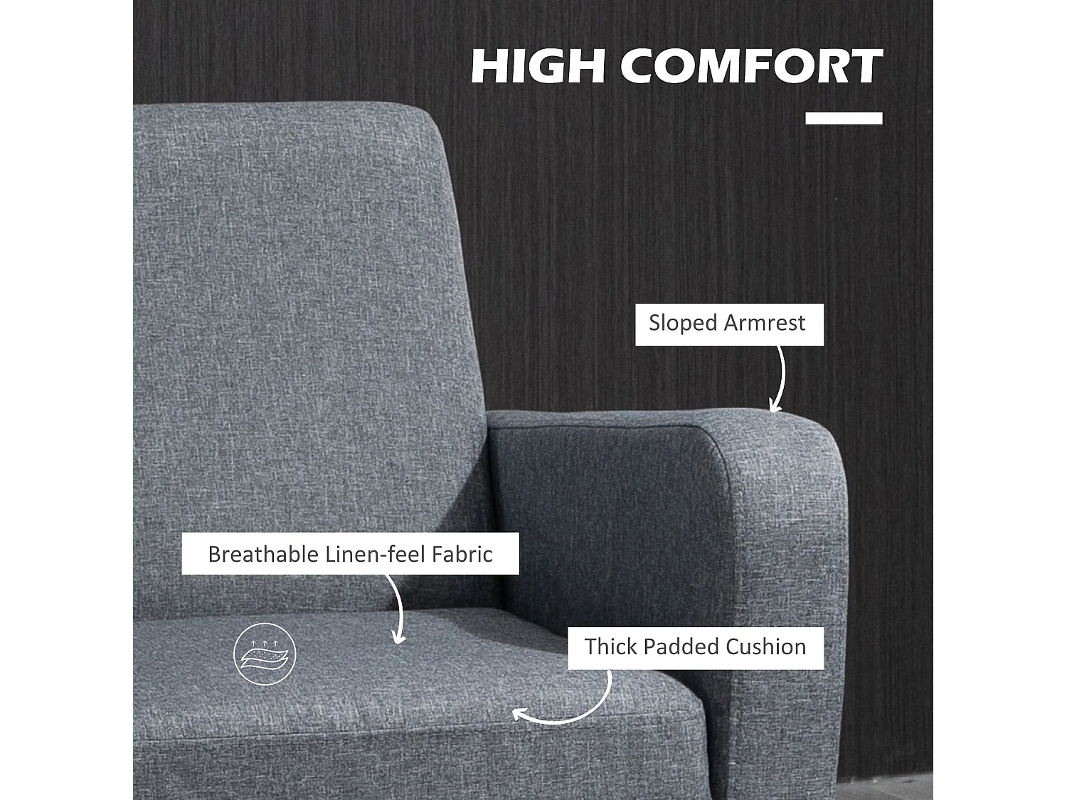 Sesuma Set of 2 Dove Grey Modern Accent Armchairs with Black Legs