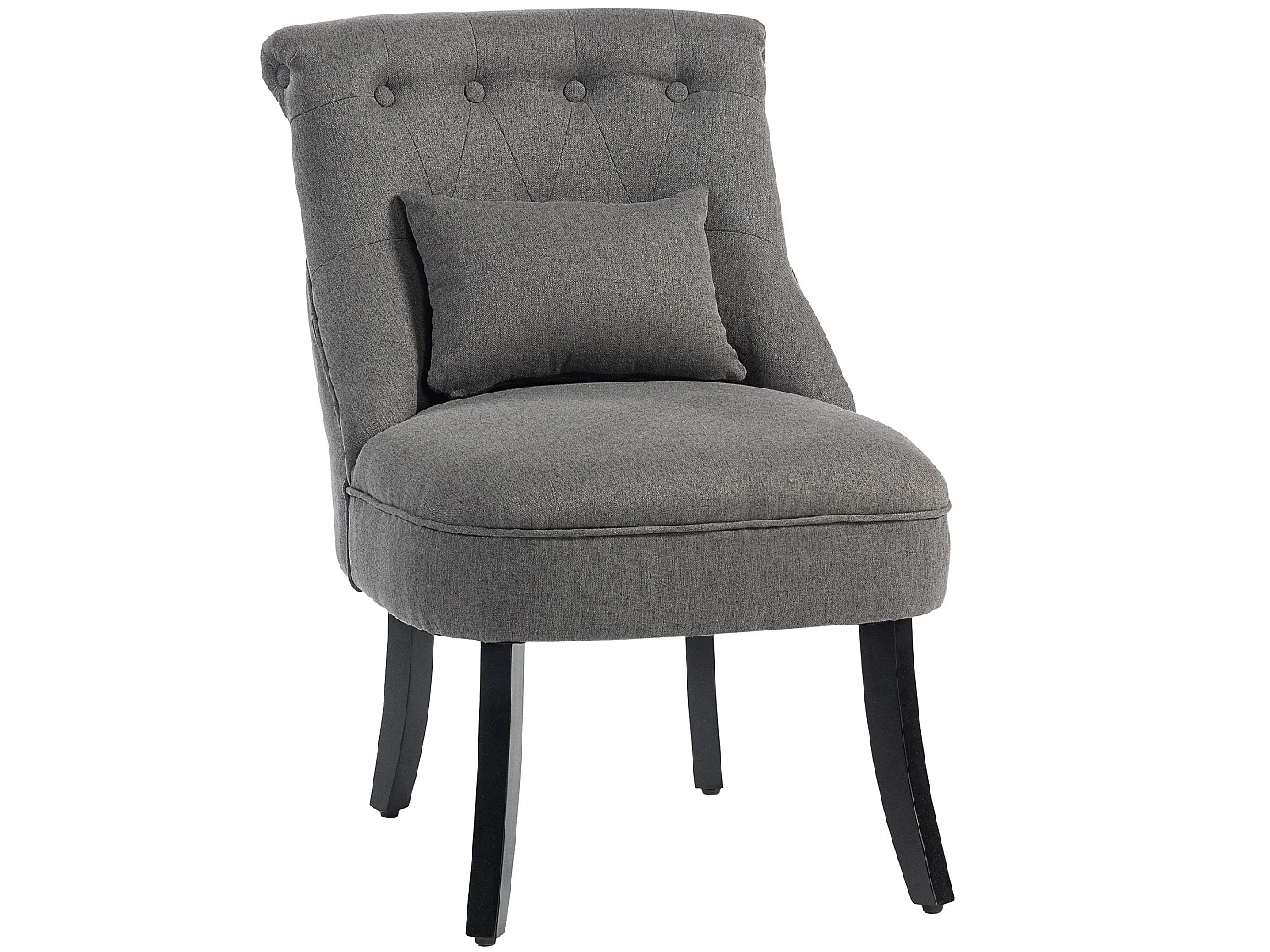 Fapa Charcoal Grey Tub Accent Chair Linen Look Fabric Button Tufted Back Solid Wood Legs