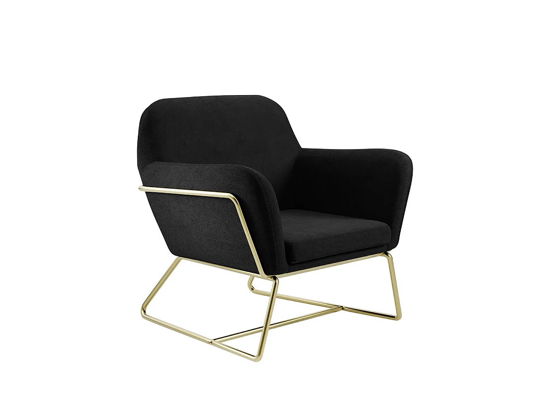 Marseille Black Velvet Armchair Gold Metal Legs Matt Black Frame