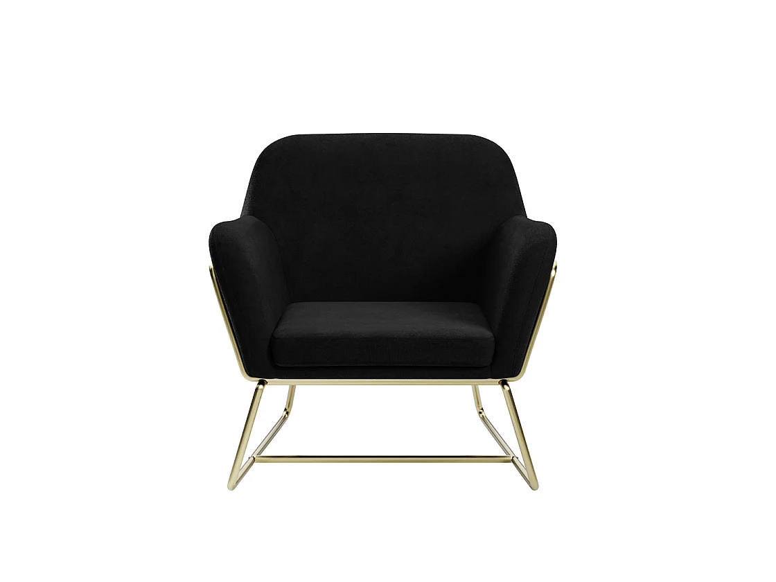 Marseille Black Velvet Armchair Gold Metal Legs Matt Black Frame