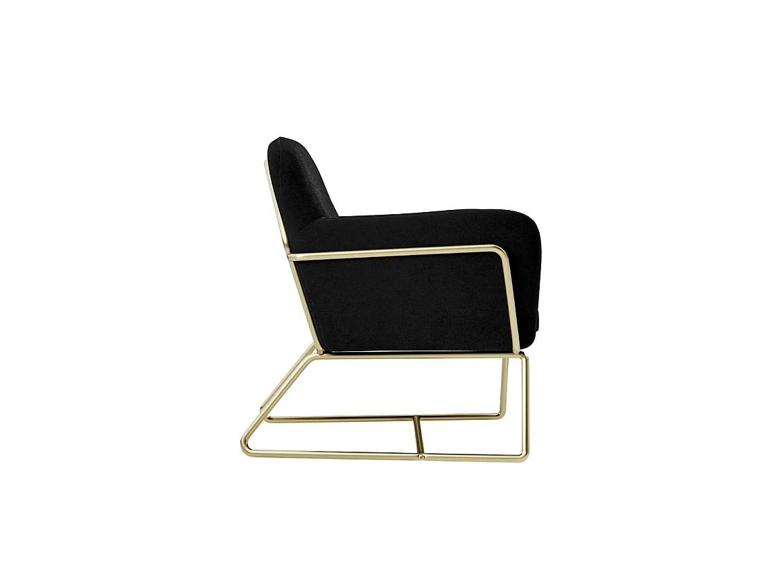 Marseille Black Velvet Armchair Gold Metal Legs Matt Black Frame