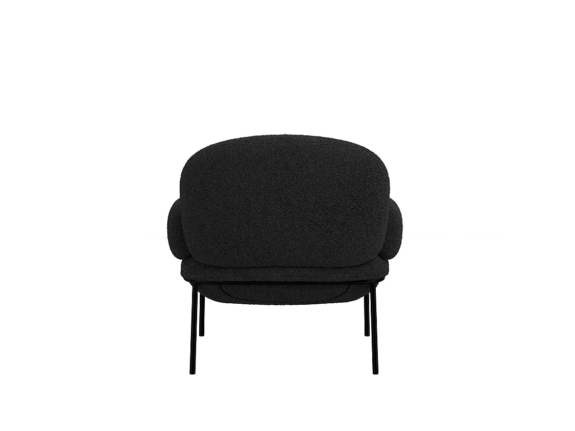 Tritta Curved Sherpa Boucle Accent Chair Black Matt Black Metal Legs
