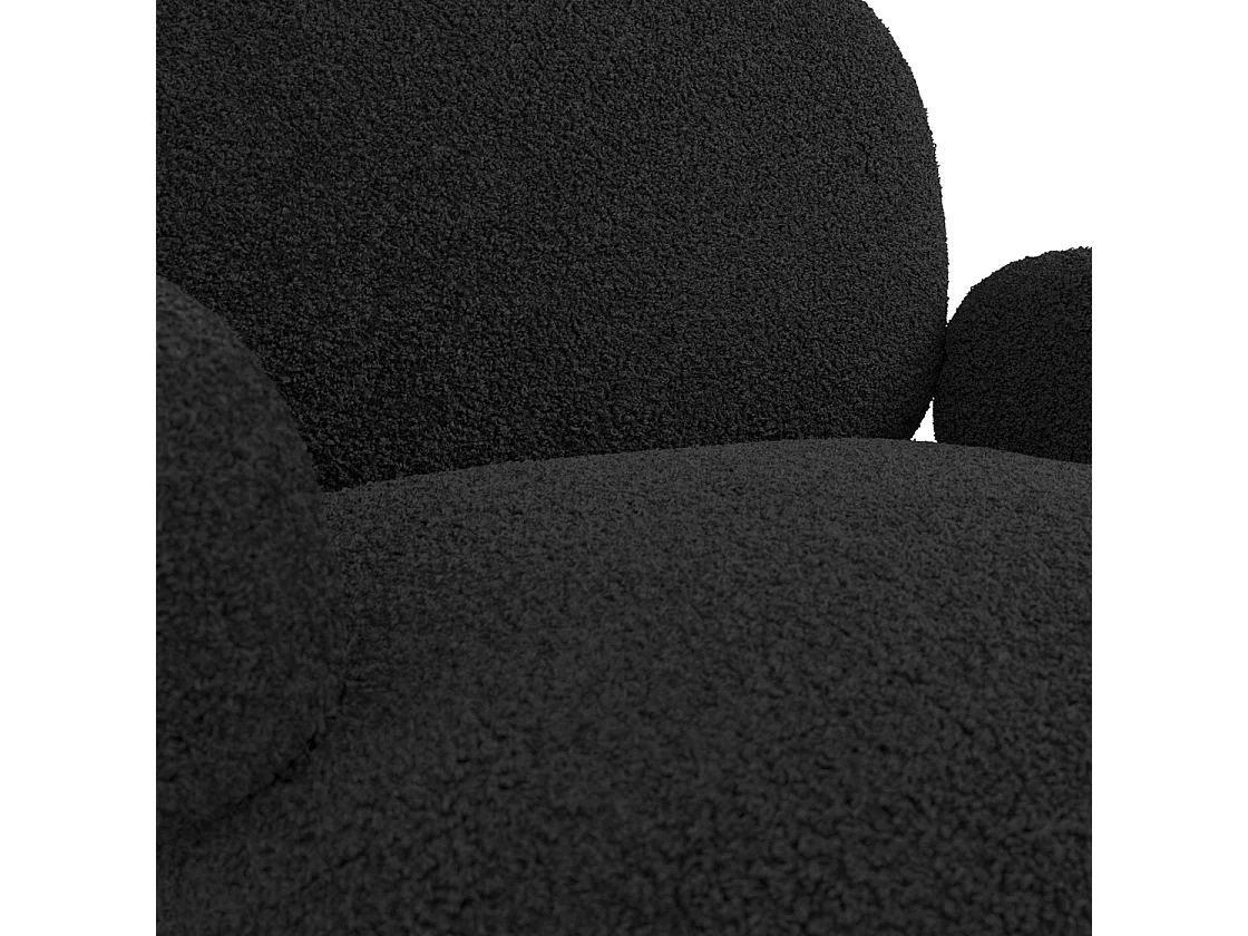Tritta Curved Sherpa Boucle Accent Chair Black Matt Black Metal Legs
