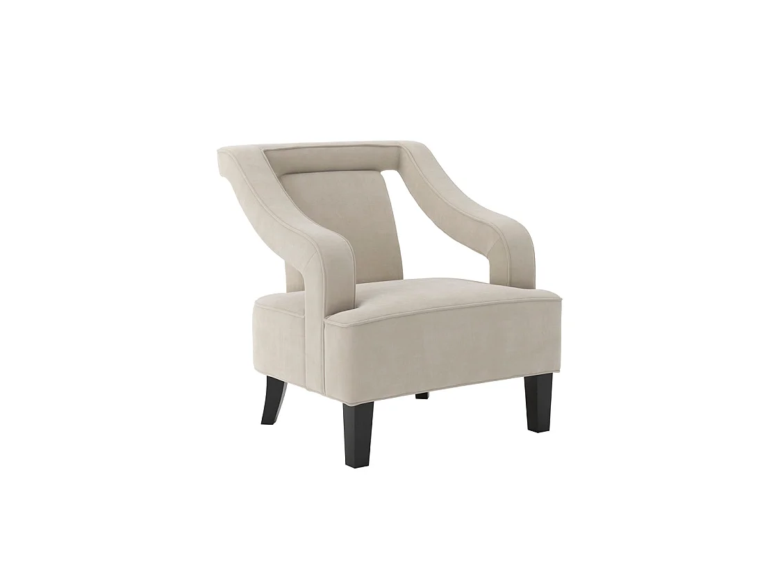 Letterkenny Ivory Velvet Upholstered Armchair Matt Black Legs