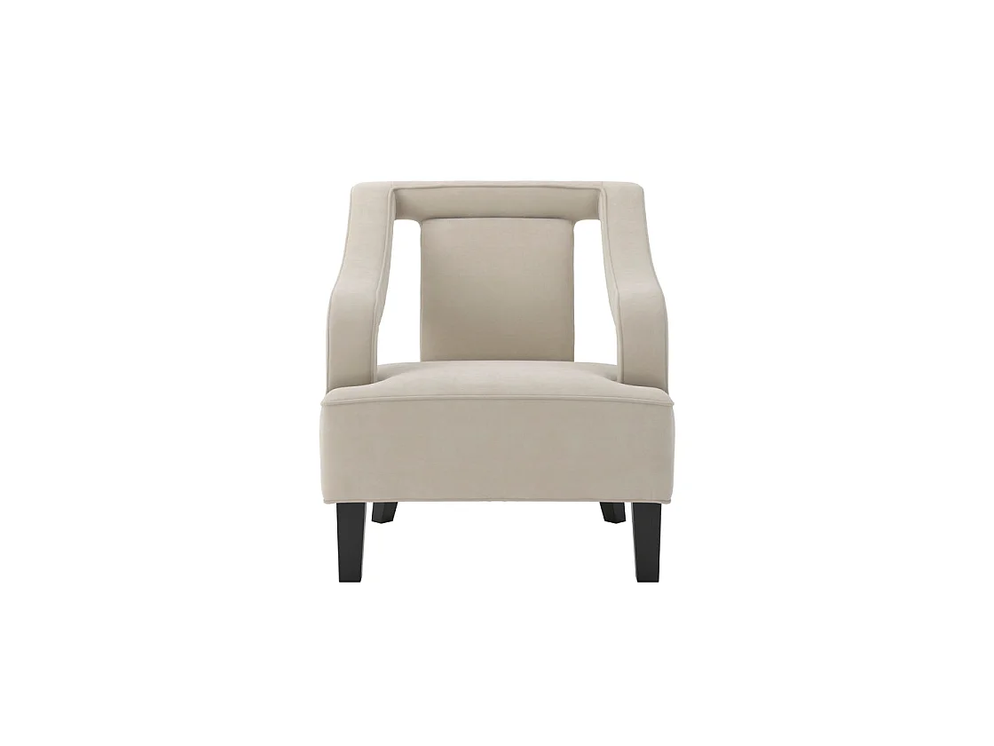Letterkenny Ivory Velvet Upholstered Armchair Matt Black Legs