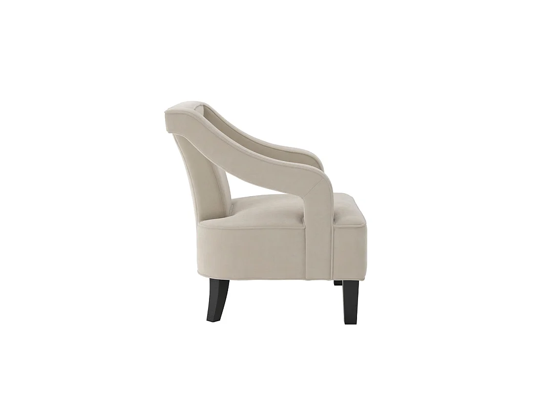 Letterkenny Ivory Velvet Upholstered Armchair Matt Black Legs
