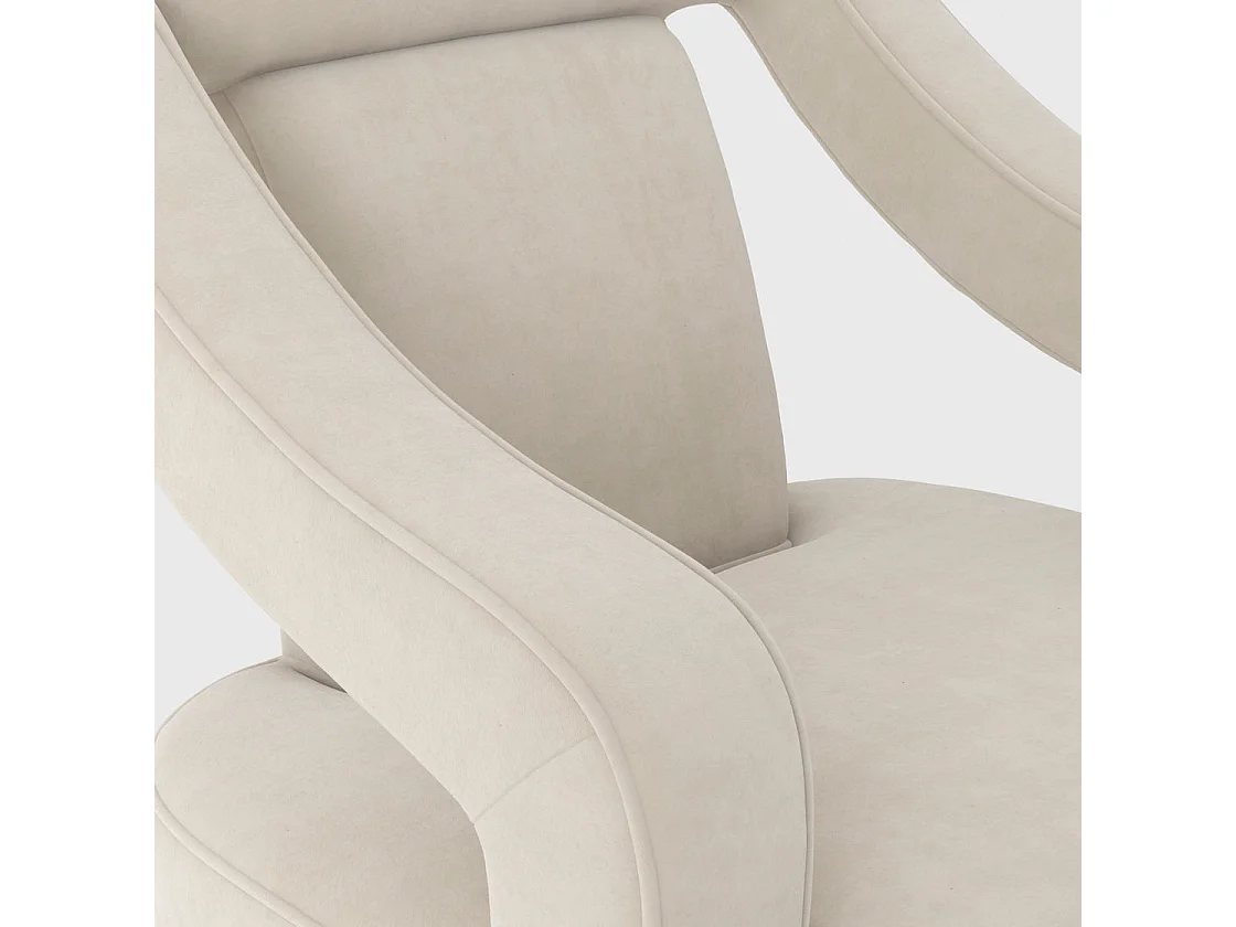 Letterkenny Ivory Velvet Upholstered Armchair Matt Black Legs