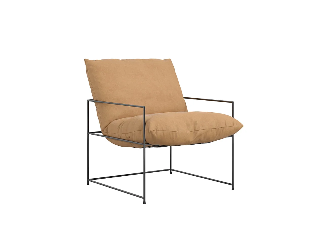 Drogheda Tan Brown Accent Chair Matt Black Metal Frame