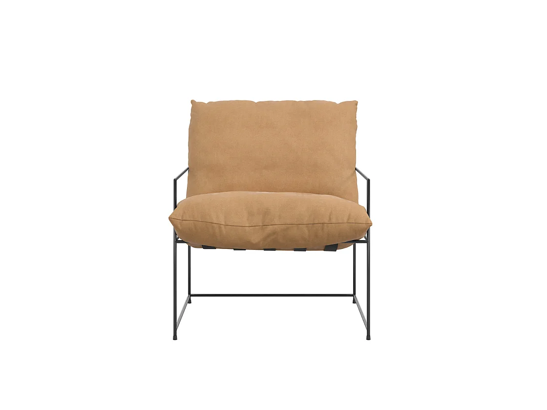 Drogheda Tan Brown Accent Chair Matt Black Metal Frame