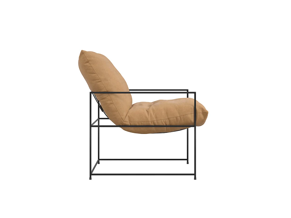 Drogheda Tan Brown Accent Chair Matt Black Metal Frame