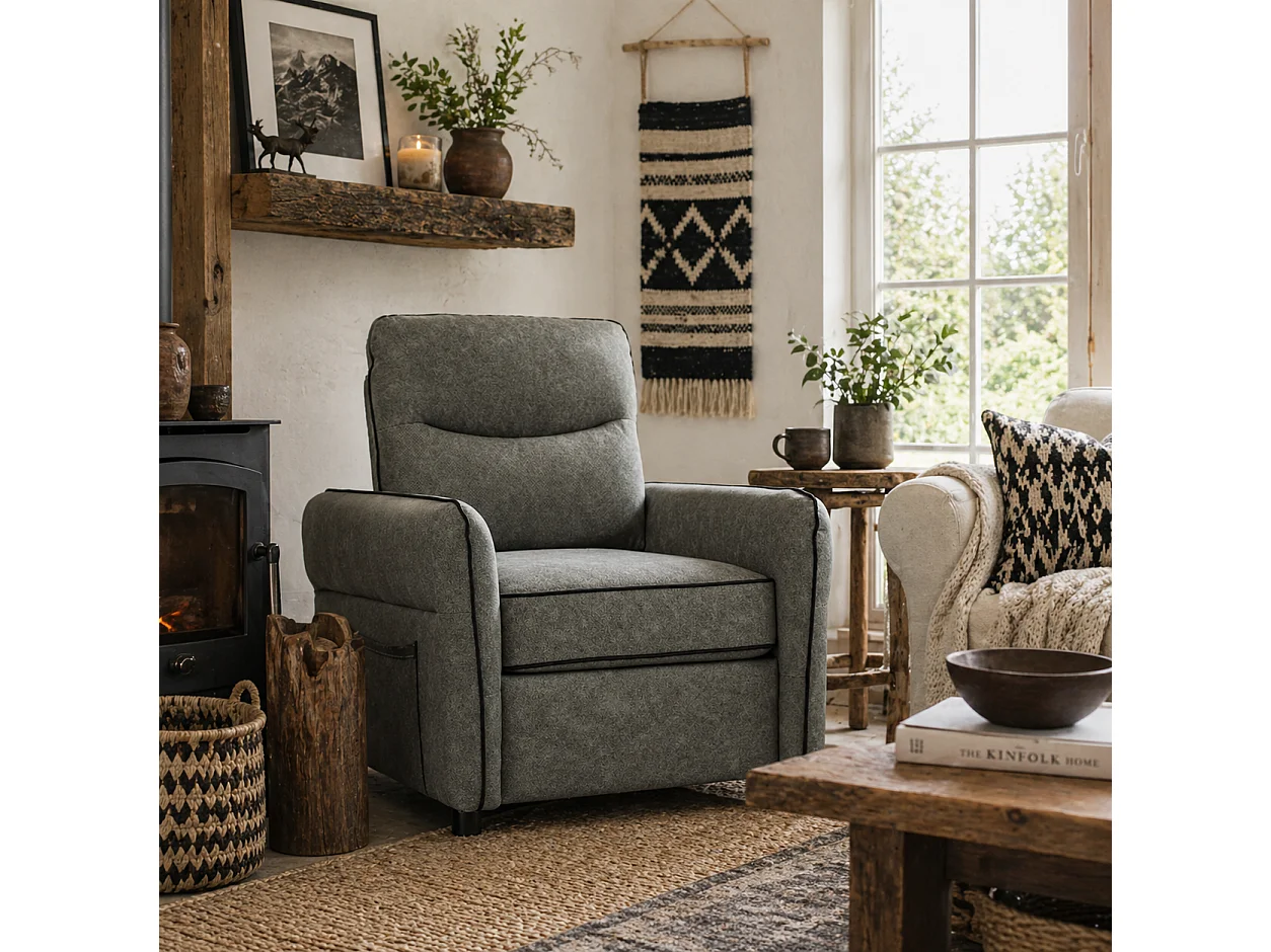 Pamazi Grey Faux Leather Accent Armchair 80W x 85D x 90Hcm