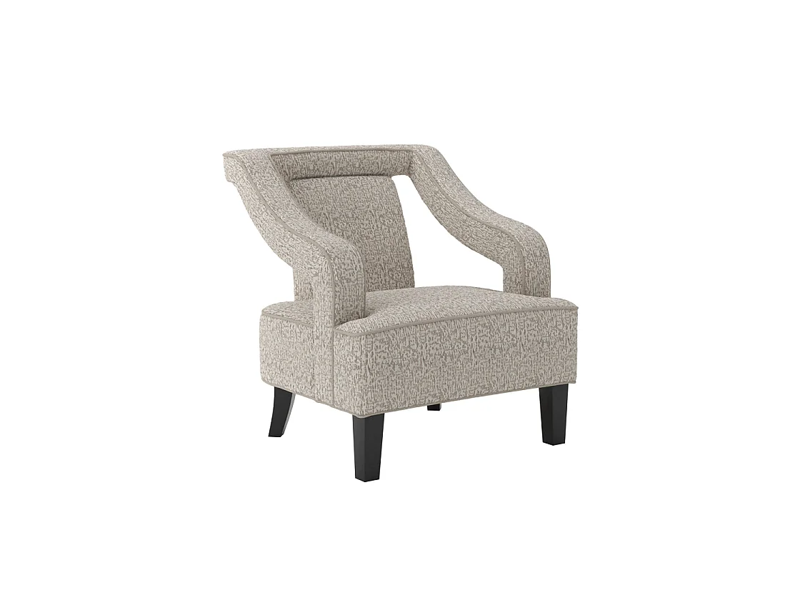 Letterkenny Cream Chenille Upholstered Armchair Velvet Finish Matt Black Legs