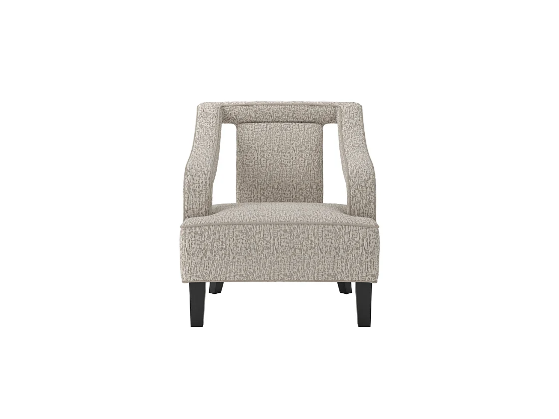 Letterkenny Cream Chenille Upholstered Armchair Velvet Finish Matt Black Legs