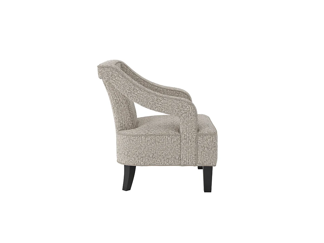 Letterkenny Cream Chenille Upholstered Armchair Velvet Finish Matt Black Legs