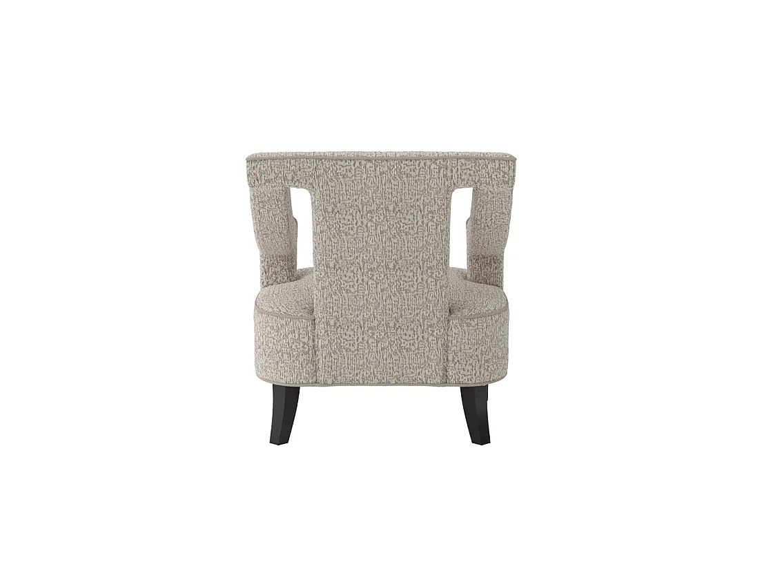 Letterkenny Cream Chenille Upholstered Armchair Velvet Finish Matt Black Legs