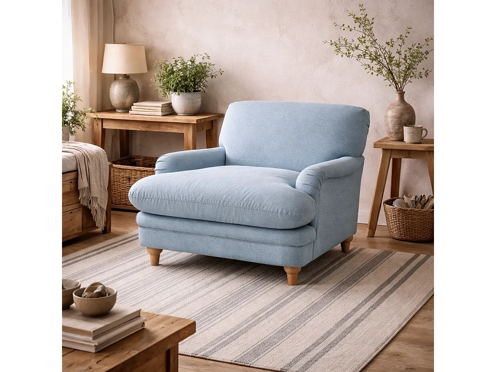 Bambola Retro Duck Egg Chenille Cushioned Armchair
