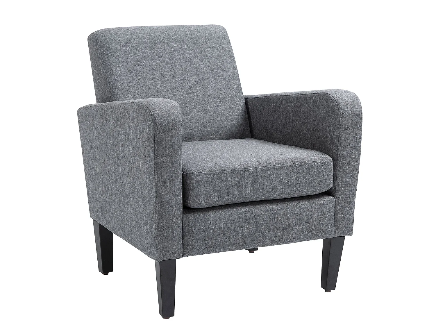 Notayo Grey Linen Feel Accent Chair with Black Rubber Wood Legs