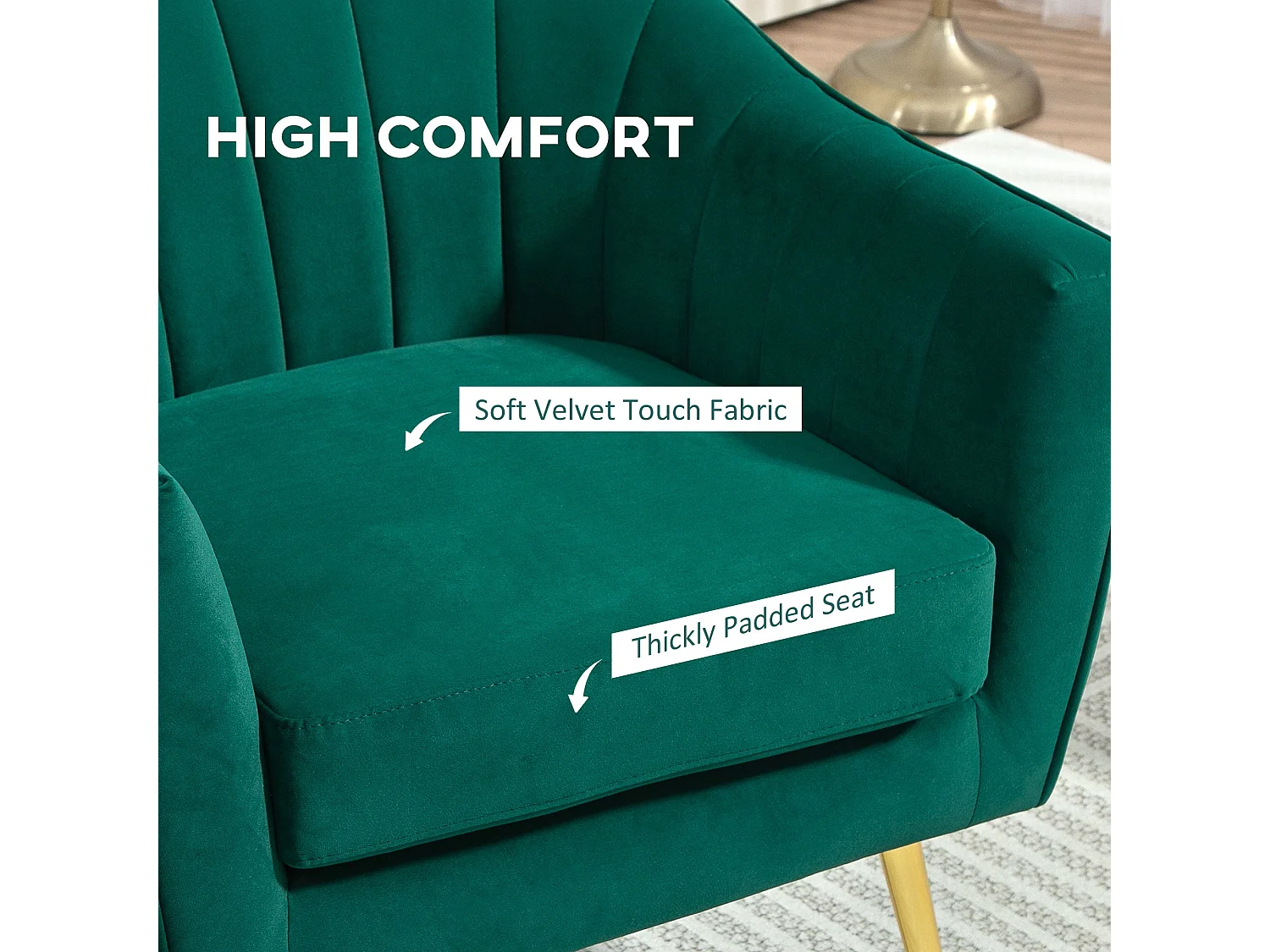 Rico Nota Velvet Forest Green Shell Back Accent Chair