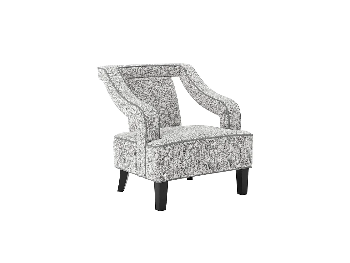 Letterkenny Soft Grey Chenille Upholstered Armchair Matt Black Legs