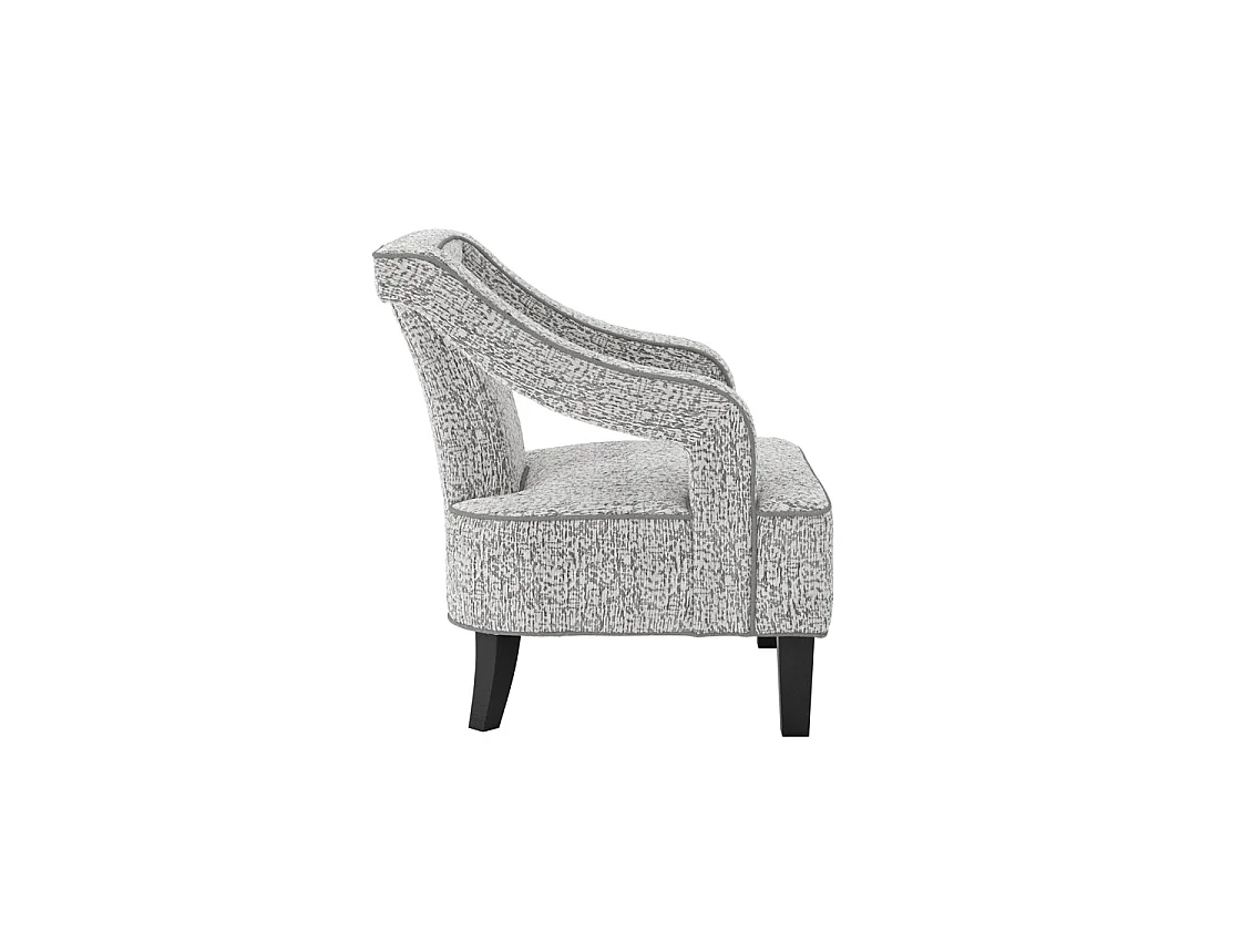 Letterkenny Soft Grey Chenille Upholstered Armchair Matt Black Legs