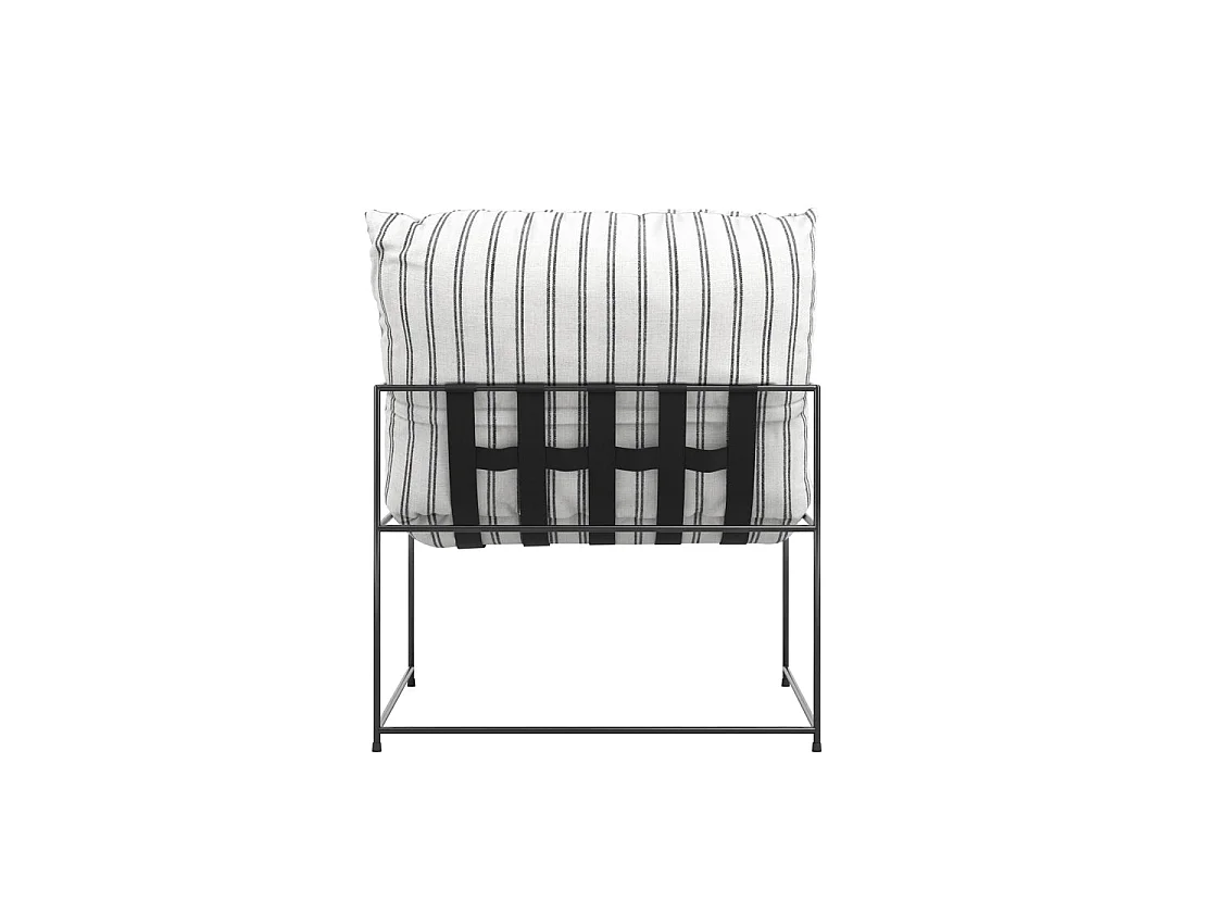 Drogheda Stripe Accent Chair White Chalk Stripe Matt Black Metal Frame